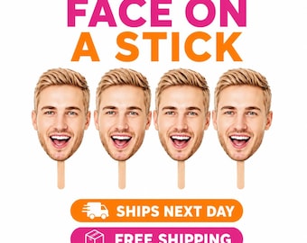 Custom Face on a Stick - Bachelorette Party Decor, Personalized Big Head Cutout Photo Booth Prop for Weddings, Graduation & Parties