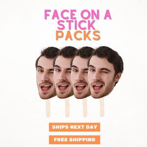 Custom Face on a Stick - Bachelorette Party Decor, Personalized Big Head Cutout Photo Booth Prop for Weddings, Graduation & Parties