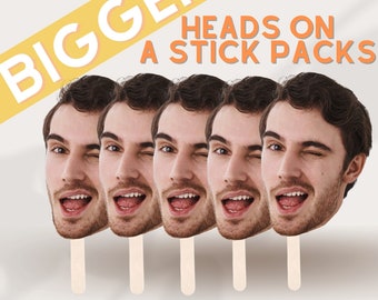 18" Custom Heads on a Stick Face on a Stick Custom Senior Night Decor Big Head Face Cutouts Graduation Party Props Grad Face Fan Marathon