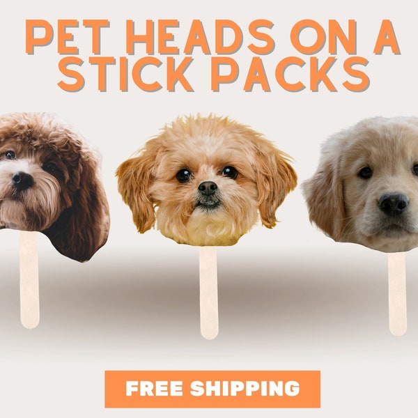 Custom Pet Head on a Stick Personalized Pet Portrait Prop for Parties Events and Photo Booth Prop Pet Face Photo Cut Out Booth Accessory