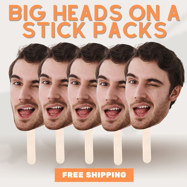 Custom Heads on a Stick Face on a Stick Custom Bachelorette Party Decor Big Head Face Cutouts Bridal Party Props Customized Face Fan