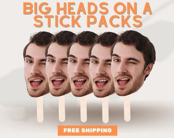 Custom Heads on a Stick Face on a Stick Custom Bachelorette Party Decor Big Head Face Cutouts Bridal Party Props Customized Face Fan