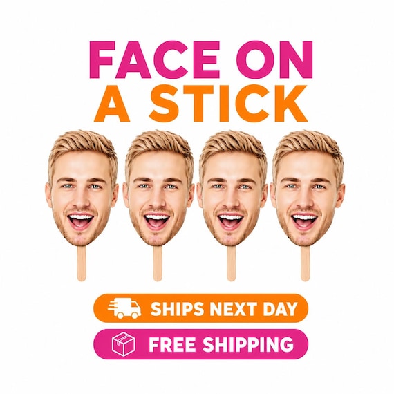 Custom Face on a Stick - Bachelorette Party Decor, Personalized Big Head Cutout Photo Booth Prop for Weddings, Graduation & Parties