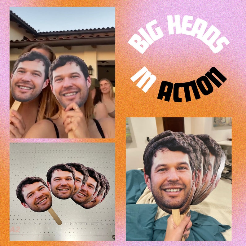 Custom Heads on a Stick Birthday Custom Bachelorette Supplies Big Head ...