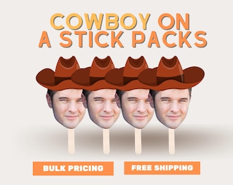 Custom Cowboy Face on a Stick Last Rodeo Nashville Bachelorette Party Decor Big Head Face Cutouts Cowgirl Party Prop Fat Head Face Fan