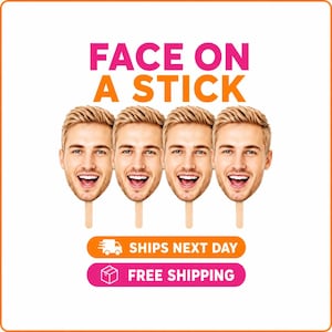 Custom Face on a Stick - Bachelorette Party Decor, Personalized Big Head Cutout Photo Booth Prop for Weddings, Graduation & Parties