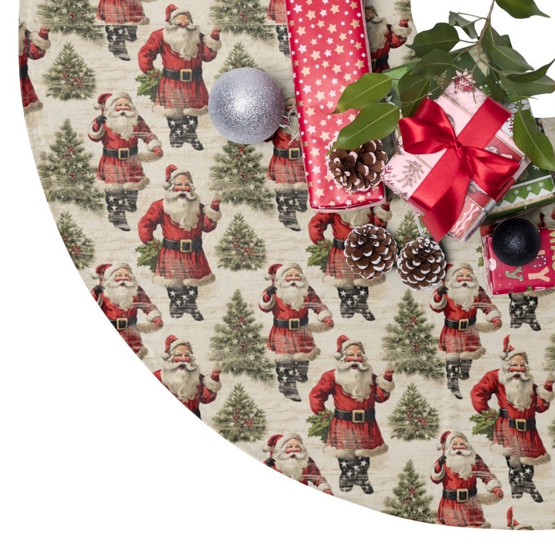 1950s Vintage Santa Christmas Tree Skirt Vintage Xmas Tree Etsy
