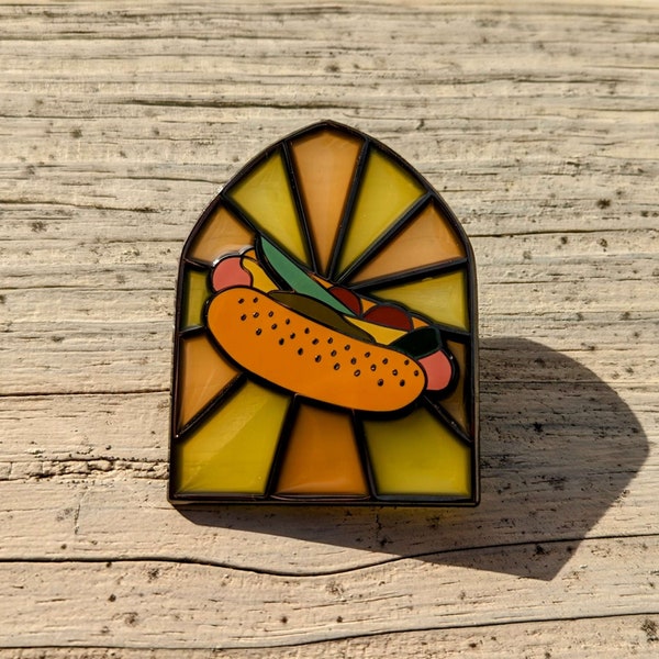 Stained Glass Chicago Style Hotdog Translucent Enamel Pin