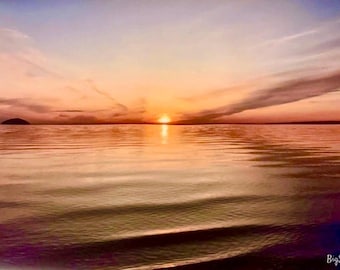 Moody Sunset Photography Print, Dreamy Sky Wall Art, UK Coastal Decor