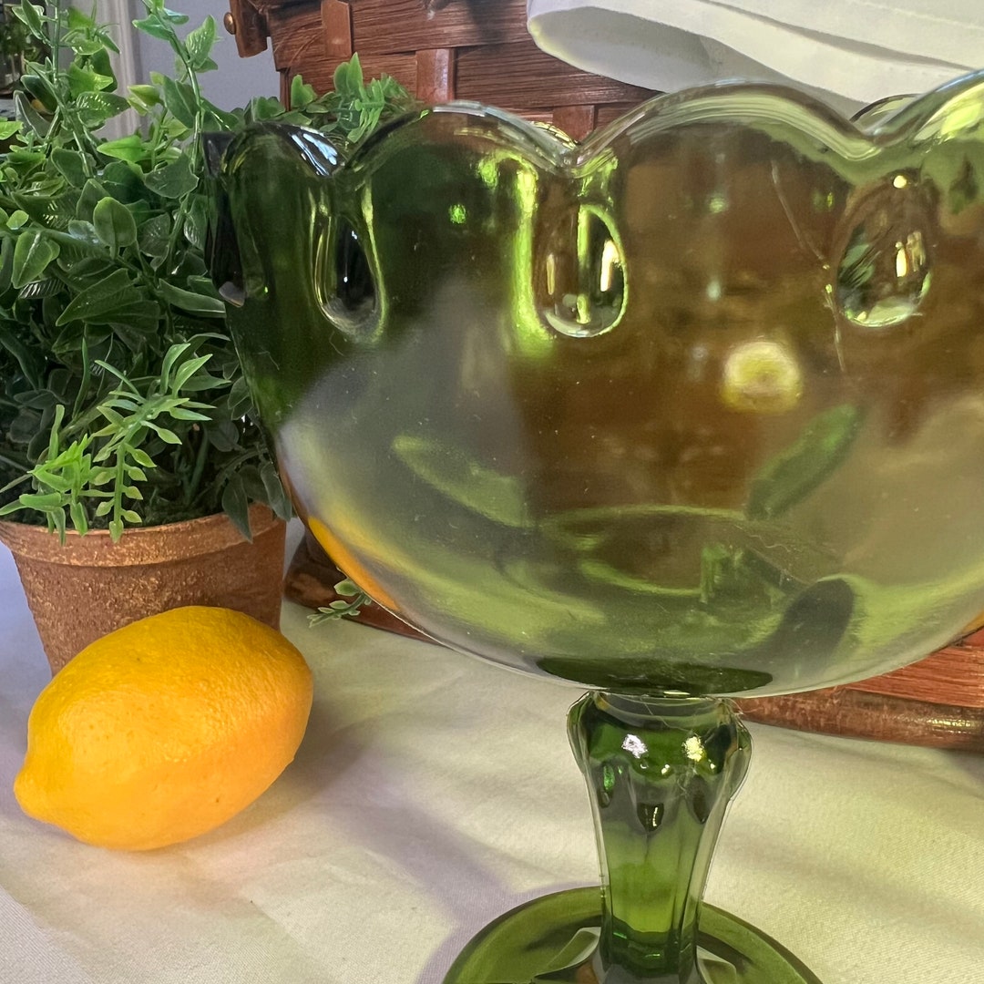 Vintage Indiana Glass Teardrop Compote With Scalloped Rim in Etsy