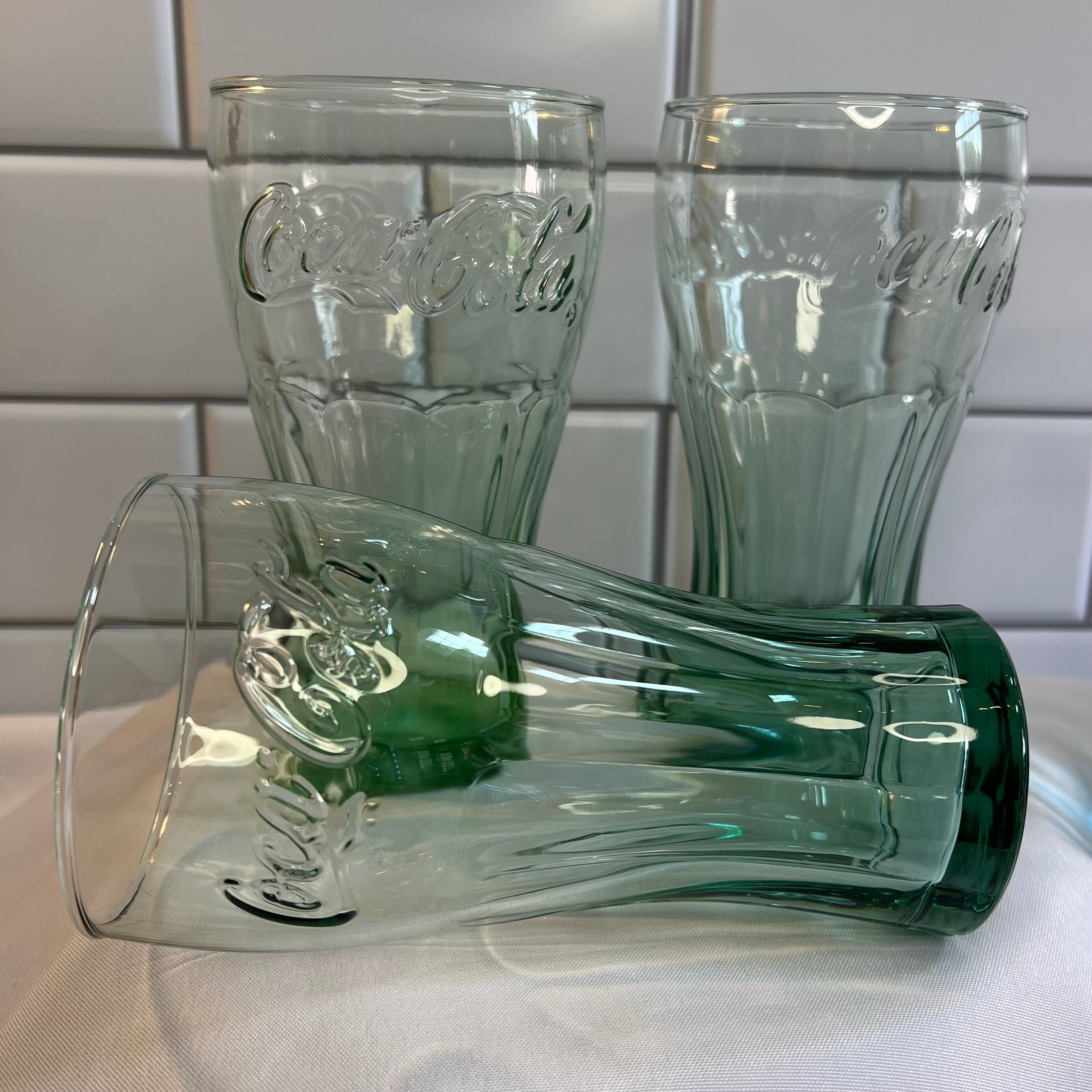 Vintage Cocacola Tumblers set of 5, Colored Collector Glasses in