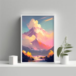 Mountain Range Printable Wall Art | Mountain Wall Decor | Landscape Painting | Digital Download