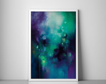 Jewel Tones Abstract Printable Wall Art | Abstract Wall Decor | Modern Oil Painting | Minimalist Style | Digital Download