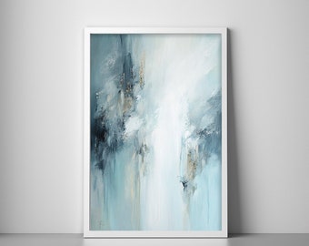 Soft Blues Abstract Printable Wall Art | Abstract Wall Decor | Modern Oil Painting | Relaxing Minimalist Style | Digital Download