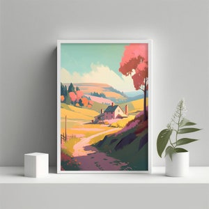 Art mural imprimable de campagne | Décor mural de campagne | Peinture de paysage | Téléchargement numérique