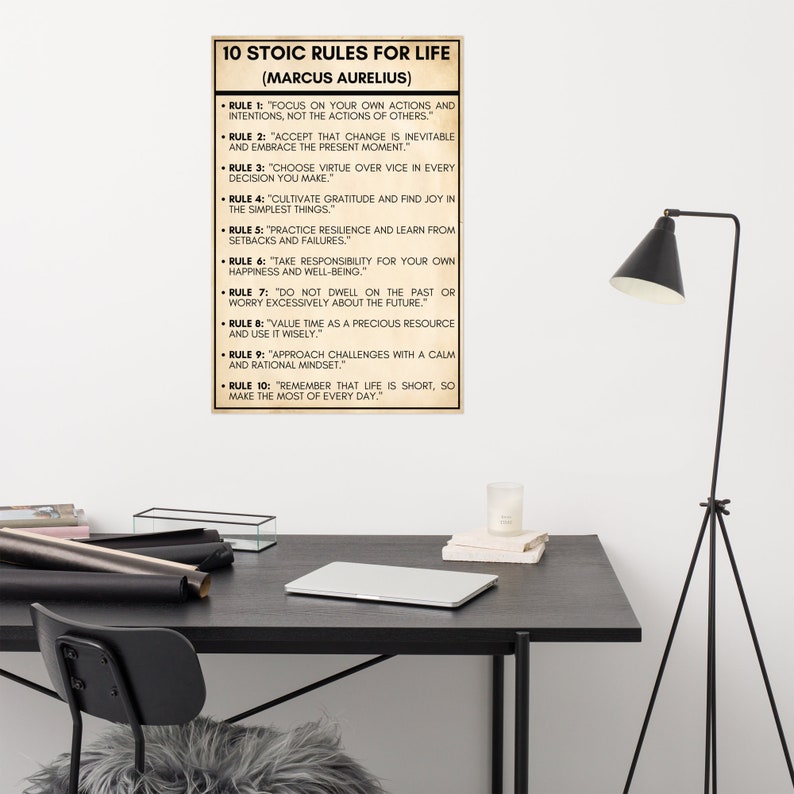 Marcus Aurelius 'rules of Life' Stoic Quote Motivation Poster Reflexion ...