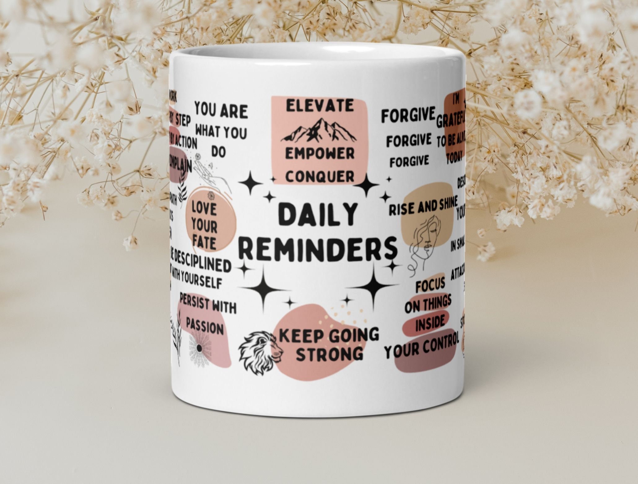 DAILY REMINDERS GLASS CUP – Designs by MJ