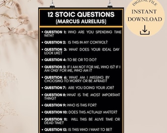 Marcus Aurelius Stoiska frågor Konst, Filosofi Poster (Digital nedladdning)