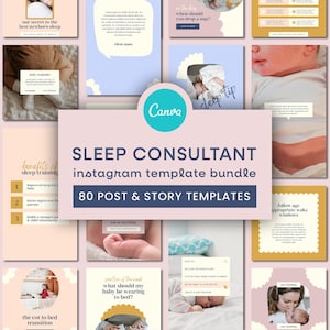 Sleep Consultant Instagram Templates | Sleep Coach Instagram Bundle, Pastel Instagram Templates, Pediatrician Instagram, Canva Templates