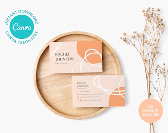 Editable Canva Business Card Template | Printable Canva Business Card, Instant Download, Pastel Boho Business Card, Small Business