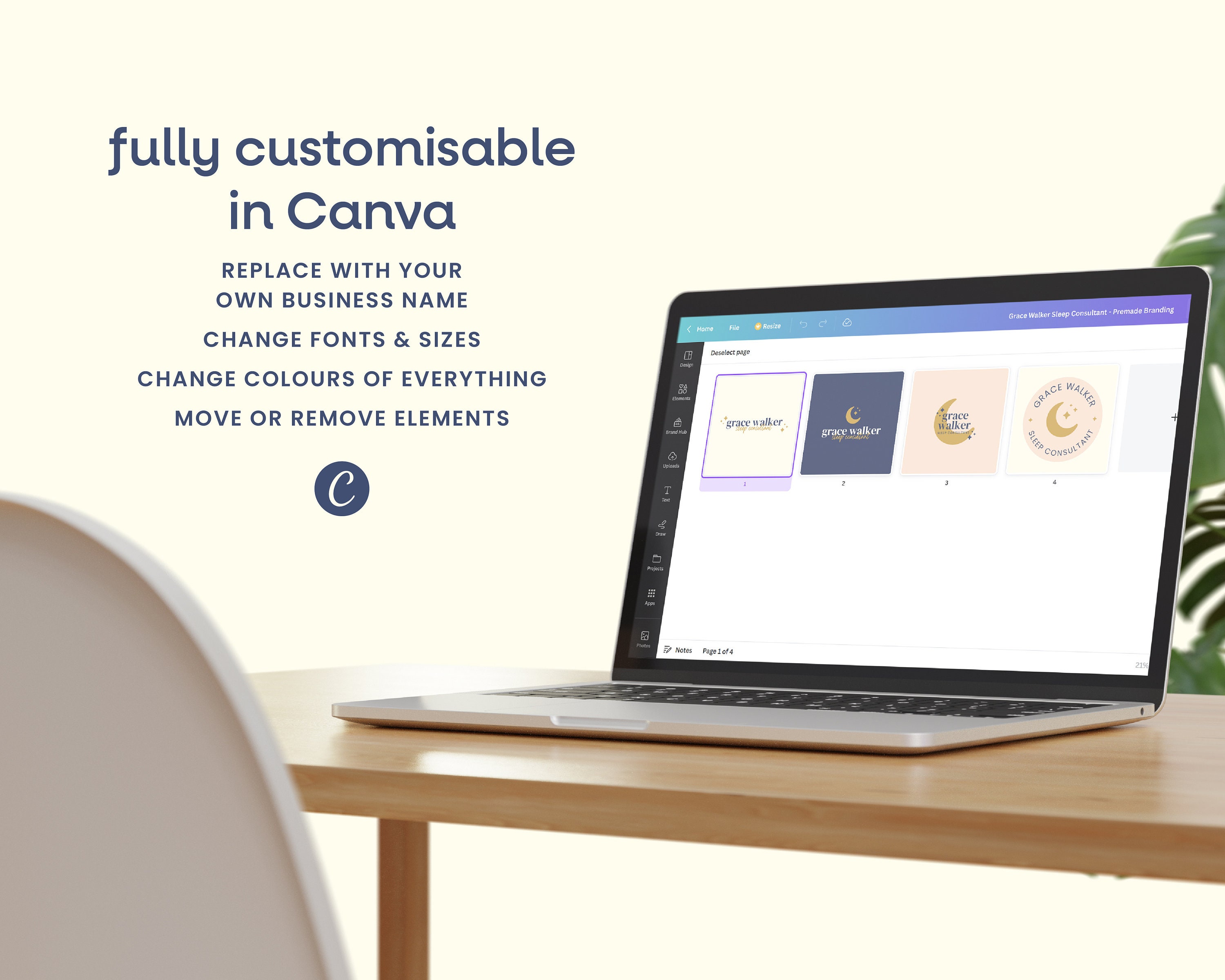 Canva Logo Template | Sleep Consultant Logo Design, Editable Sleep ...