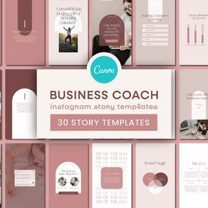 Coaching Instagram Templates | Business Coach Canva Instagram Story Templates, Pink Instagram, Business Mentor Templates, Social Media