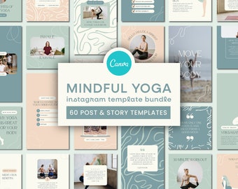 Yoga Instagram Templates | Yoga Instructor Instagram Bundle, Wellness Coach Instagram Templates, Yoga Studio Social Media Canva Templates
