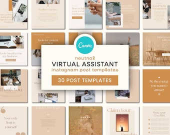 Virtual Assistant Instagram Templates | VA Instagram Post Template, Canva Social Media Templates, Virtual Assistant Business Templates