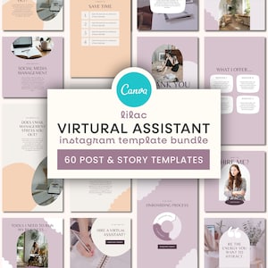 Virtual Assistant Instagram Template Bundle | VA Instagram Templates, Social Media Canva Templates, Social Media Marketing Templates