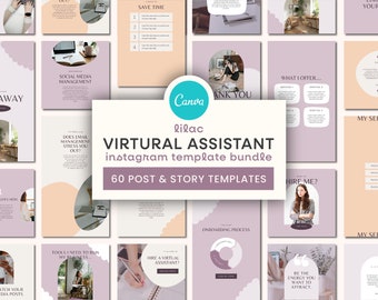 Virtual Assistant Instagram Template Bundle | VA Instagram Templates, Social Media Canva Templates, Virtual Assistant Business Templates