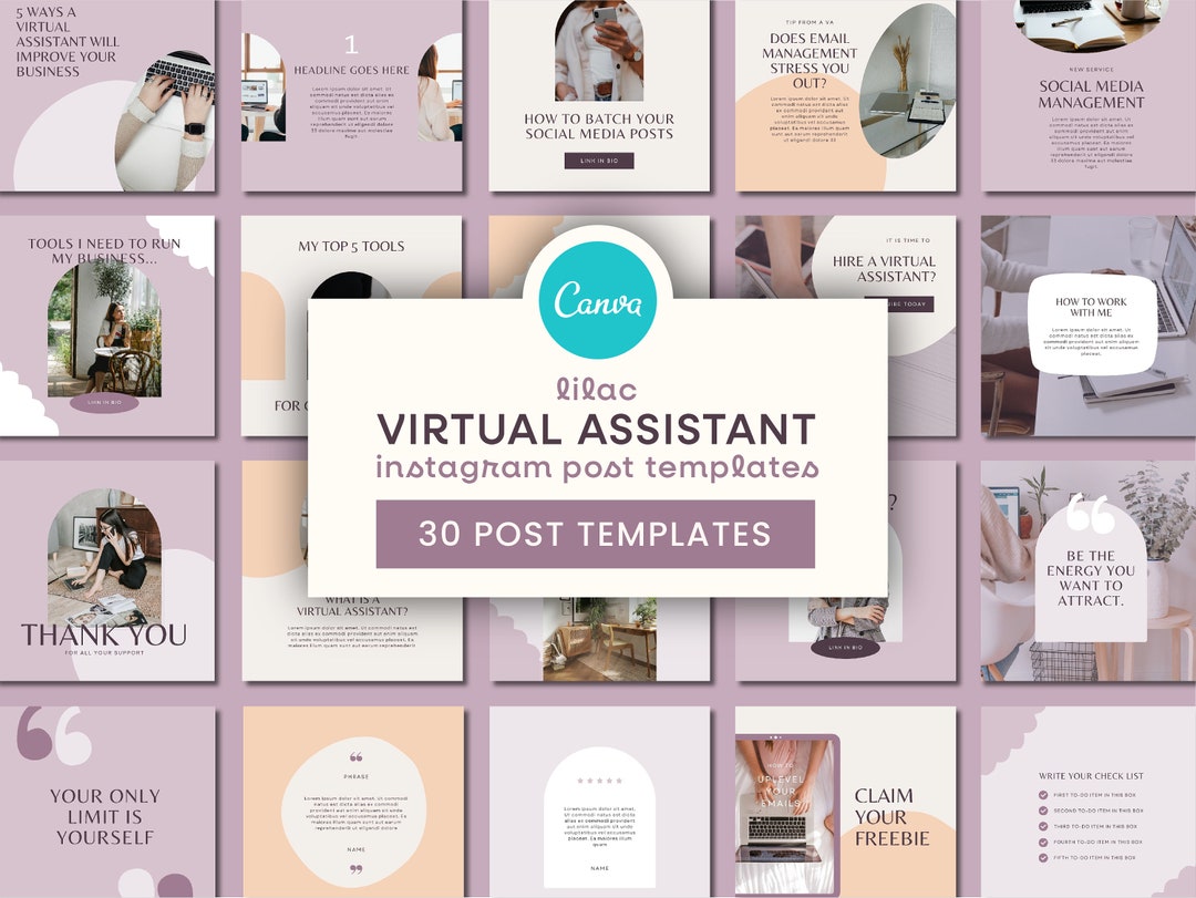 Virtual Assistant Instagram Post Templates | VA Instagram Posts, Pastel ...