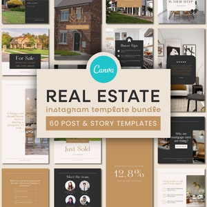 Luxury Real Estate Instagram Template Bundle | Realtor Instagram Canva Templates, Property Coach Social Media, Estate Agencies Marketing