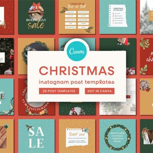 Christmas Instagram Templates | Cute Festive Instagram Canva Templates, Festive Social Media Marketing, Winter Instagram, Boutique Marketing