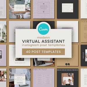 Virtual Assistant Instagram Templates | Modern VA Instagram Post Template, Social Media Manager Canva Templates, Digital Marketing Templates