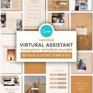 Virtual Assistant Instagram Templates |  Social Media Manager Templates, VA Instagram Template, Service Provider Marketing, Canva Template