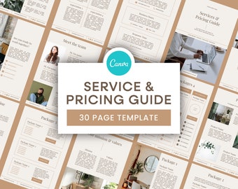 Service- und Preisleitfaden-Vorlage | Willkommenspaket für neue Kunden, Kunden Onboarding, Canva Business Template, bearbeitbare Preisvorlage
