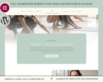 Elementor-mallkit | WordPress-webbplatsmall för yogastudio, Elementor-tema, webbplats för yogainstruktörer, webbdesign för hälsocoacher
