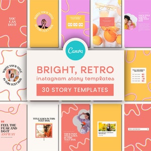 Bright Instagram Templates | Bold Instagram Story Templates, Funky Canva Templates, Colourful Branding, Retro Instagram, Feminine Instagram