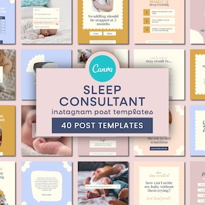 Modelli Instagram per consulenti del sonno / Post Instagram per coach del sonno Canva, Modelli Instagram pastello, Instagram per infermieri dei bambini, Modelli Canva