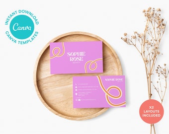 Business Card Template | Printable Canva Business Card, Editable Business Card, Instant Download, Colorful Business Card, Retro Funky Brand