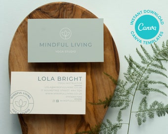 Business Card Template | Editable Canva Business Card, DIY Printable Business Card, Instant Yoga Instructor Business Card, Fitness Branding