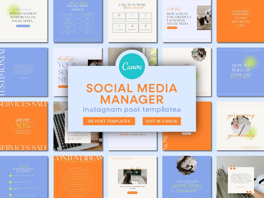 Social Media Manager Instagram Templates Colourful Instagram Posts
