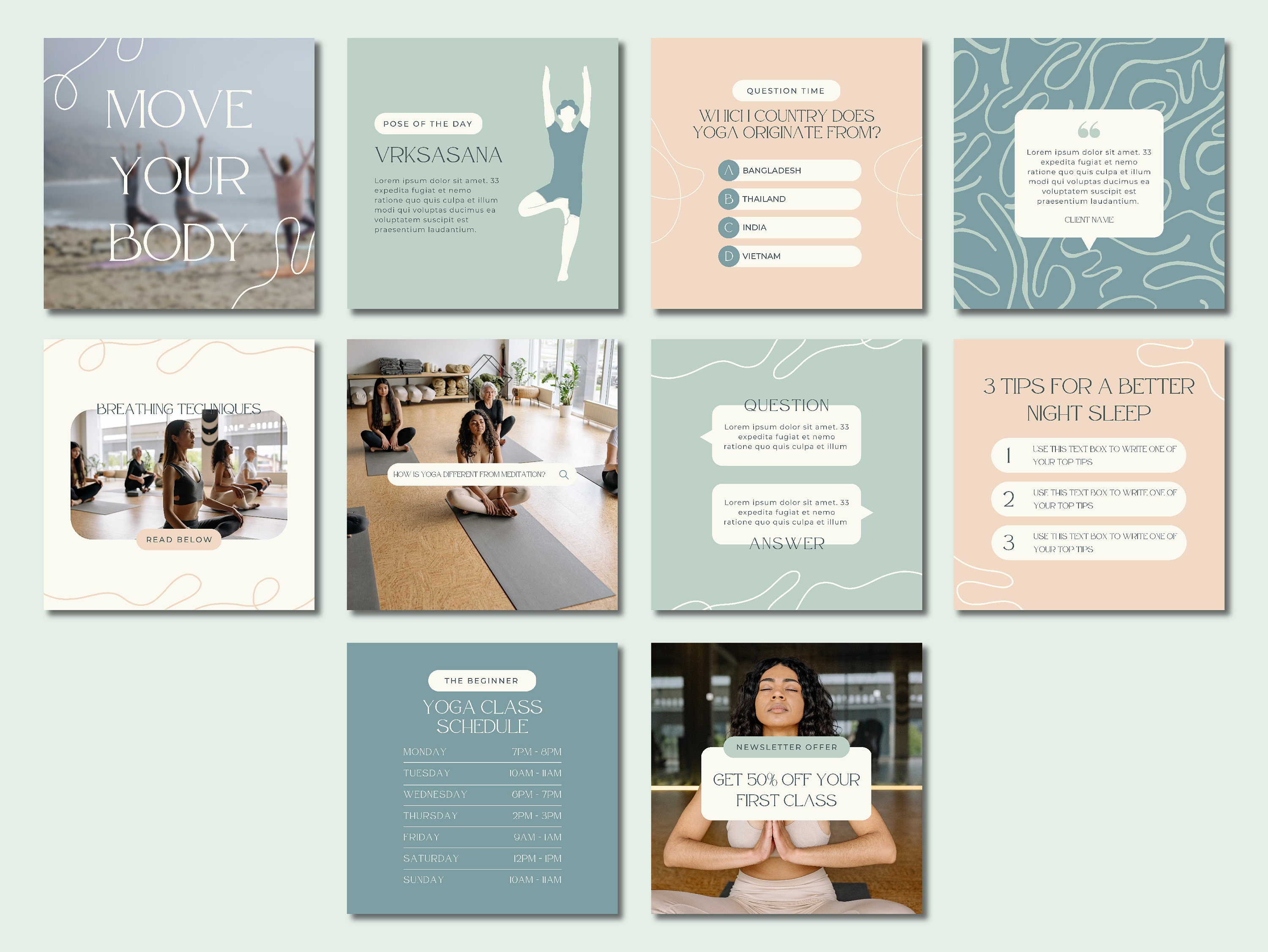 Yoga Instagram Templates | Yoga Instructor Instagram Posts, Wellness ...