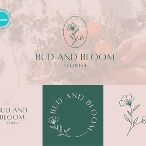 Premade Logo Design | Editable Florist Canva Logo Template, Flower Logo, Business Branding, Instant Download, DIY Business Logo, Floral Logo
