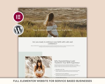 Elementor Template | Service Business WordPress Website Design, Elementor Pro Theme, Feminine WordPress Theme, Hypnobirthing Coach Website