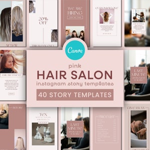 Hairdresser Instagram Templates | Beauticians Instagram Story Canva Templates, Girly Hairstylist Social Media, Beauty Business Instagram
