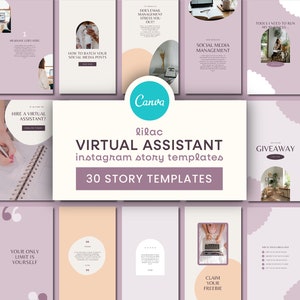 Virtual Assistant Instagram Templates | VA Instagram Story Template, Social Media Canva Templates, Social Media Marketing Templates