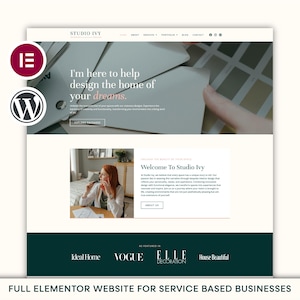 Elementor Template | Service Business WordPress Website Design, Elementor Pro Theme, Modern Interior Website, Feminine Website Template
