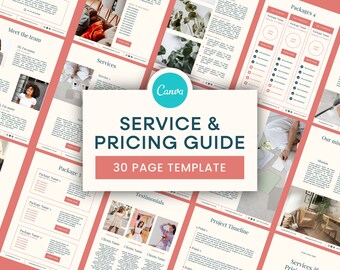 Service and Pricing Guide Template | New Client Onboarding, Welcome Guide, Canva Template, Business Proposal, Price Guide Template