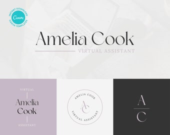 May include: Three logo designs for a virtual assistant named Amelia Cook. The first logo is a vertical design with the text "Amelia Cook" in a serif font with the words "Virtual Assistant" above and below the name. The second logo is a circular design with the text "Amelia Cook" in a serif font around the outside of the circle. The letters "A" and "C" are in the centre of the circle. The third logo is a simple design with the letters "A" and "C" stacked on top of each other in a serif font.
